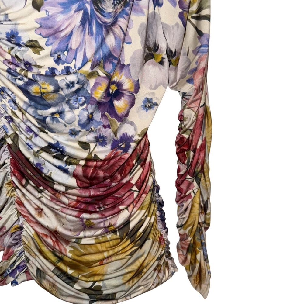 EXPRESS Floral L/S On/Off Shoulder‎ Ruched Body Contour Top NWT $64 Large - Picture 4 of 8